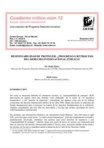 Cuaderno crítico núm 12 Asunto: Derecho internacional Una colección del Programa Derechos humanos Centro Europa - Tercer Mundo Rue J.-C. Amat 6