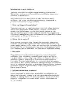 Draft Question and Answer Document