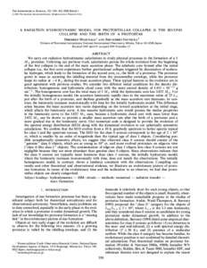 THE ASTROPHYSICAL JOURNAL, 531 : 350È365, 2000 MarchThe American Astronomical Society. All rights reserved. Printed in U.S.A. A RADIATION HYDRODYNAMIC MODEL FOR PROTOSTELLAR COLLAPSE. II. THE SECOND COLLAPSE 