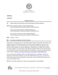 State of Arizona Department of Education FD# 04-12 CN# 24-12 MEMORANDUM