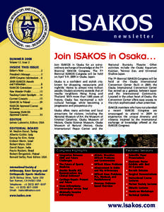 ISAKOS newsletter SUMMER 2008 Volume 12, Issue 2