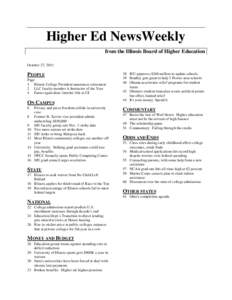Higher Ed NewsWeekly from the Illinois Board of Higher Education October 27, 2011 PEOPLE Page