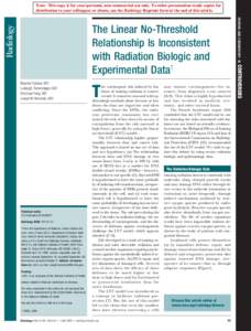 Health / Radioactivity / Nuclear physics / Radiation oncology / Oncology / Radiation hormesis / Ionizing radiation / Linear no-threshold model / Radiation therapy / Medicine / Radiobiology / Physics