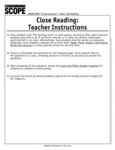 ®  THE LANGUAGE ARTS MAGAZINE nonfiction: “The Burning Town” • Skill: Close Reading