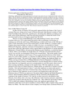 Southern Campaign American Revolution Pension Statements & Rosters Pension application of John Houston S2323 Transcribed by Will Graves fn15NC[removed]