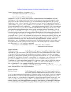 Southern Campaign American Revolution Pension Statements & Rosters Pension Application of Robert Cartwright R1761 Transcribed and annotated by C. Leon Harris State of Tennessee Williamson County On this day to wit the 25