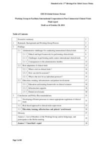 Submitted to the 25th Meeting of the Global Science Forum  OECD Global Science Forum Working Group to Facilitate International Cooperation in Non-Commercial Clinical Trials Final report Draft as of October 20, 2011