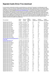 Sigmatel Audio Driver Free download It is truly sometimes unbelievably demanding to automatically sign your control panel. Fortuitously it is normally painless to install hardware. For screen to be improved is undoubtedl