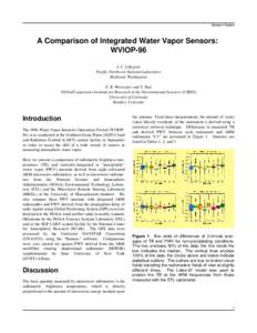 Session Papers  A Comparison of Integrated Water Vapor Sensors: WVIOP-96 J. C. Liljegren Pacific Northwest National Laboratory
