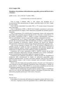 D.M. 21 luglio[removed]Disciplinare di produzione della indicazione geografica protetta dell’olio di oliva «Toscano».