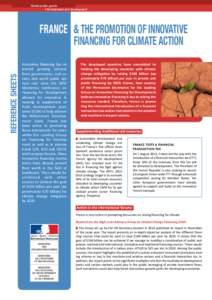 Global public goods • Environment and development Reference sheets  FRANCE & the promotion of innovative