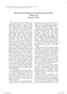 American Economic Review: Papers & Proceedings 101 (May 2011): 677–683 http://www.aeaweb.org/articles.php?doi=[removed]aer[removed]Minutes of the Meeting of the Executive Committee Denver, CO January 6, 2011