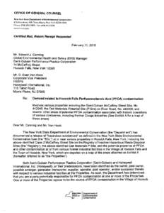 DEC LetterDemand related to Hoosick Falls Perfluorooctanoic Acid (PFOA) contamination