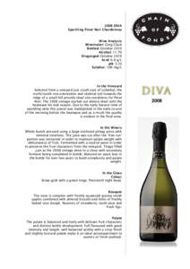 2008 DIVA Sparkling Pinot Noir Chardonnay Wine Analysis Winemaker: Greg Clack Bottled: October 2010 Alcohol: 11.7%