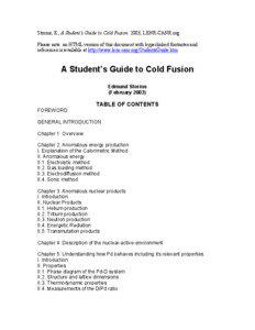 A Student’s Guide to Cold Fusion
