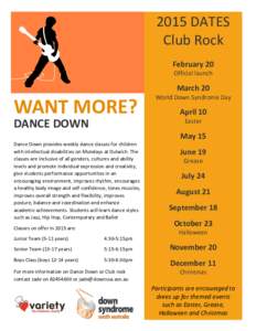 2015 DATES Club Rock February 20 Official launch  March 20