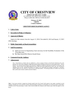 CITY OF CRESTVIEW OFFICE OF THE CITY CLERK P.O. DRAWER 1209, CRESTVIEW, FLORIDAPhone # (Fax # (February 23, 2015