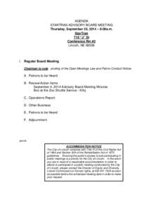 StarTran Advisory Board Meeting Agenda - September 25, 2014