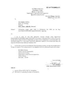 RTI MATTER/IMMEDIATE NoACU Government of India Ministry of Agriculture Department of Agriculture and Cooperation Agriculture Census Division