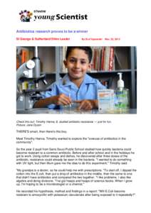 Antibiotics research proves to be a winner St George & Sutherland Shire Leader By Eva Tejszerski  Nov. 23, 2012