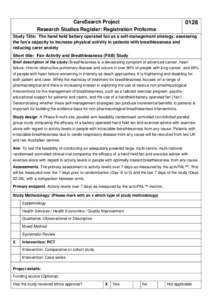 CareSearch Project Research Studies Register: Registration Proforma[removed]Study Title: The hand held battery operated fan as a self-management strategy: assessing