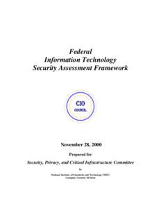 Federal Information Technology Security Assessment Framework November 28, 2000 Prepared for