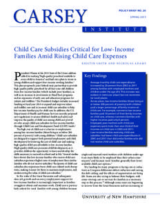 Day care / Child care and development block grant / Poverty in the United States / Poverty / WIC / International development / United States / Federal assistance in the United States / Development / Child care