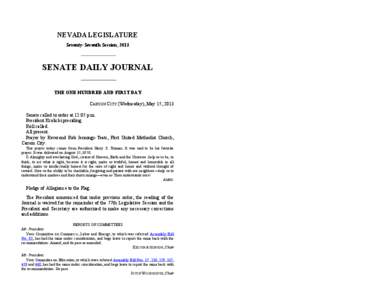 77th[removed]Session Journal - (Wednesday), May 15, [removed]SENATE DAILY JOURNAL		THE ONE HUNDRED AND FIRST DAY