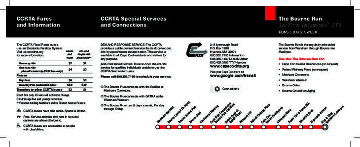 CCRTA Special Services and Connections CCRTA Fares and Information
