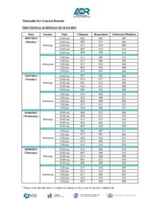 Timetable for General Rounds (Provisional).xls