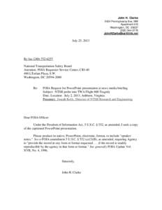 John H. Clarke 2424 Pennsylvania Ave, NW Apartment 410 Washington, DC0776 