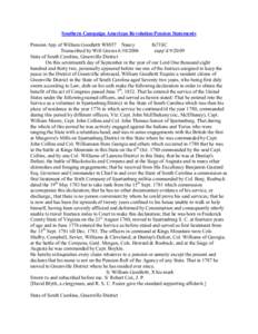 Southern Campaign American Revolution Pension Statements Pension App of William Goodlettt W8857 Nancy fn71SC Transcribed by Will Graves[removed]supp’d[removed]State of South Carolina, Greenville District