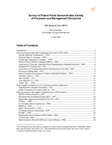 Survey of Patent Pools Demonstrates Variety of Purposes and Management Structures KEI Research Note 2007:6 David Serafino 1 Knowledge Ecology International 4 June 2007