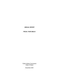 ANNUAL REPORT  FISCAL YEAR[removed]Public Utilities Commission State of Hawaii