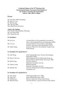 Confirmed Minutes of the 79th Meeting of the Environmental Impact Assessment Subcommittee of the Advisory Council on the Environment held on 2 July 2003 at 4:00pm Present: Mr. Otto Poon, BBS (Chairman)