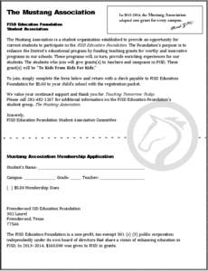 The Mustang Association  In[removed], the Mustang Association adopted one grant for every campus.  OU