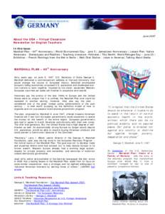 About the USA – Virtual Classroom Newsletter for English Teachers June[removed]In this issue: