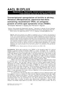 AACL BIOFLUX Aquaculture, Aquarium, Conservation & Legislation International Journal of the Bioflux Society Transcriptional upregulation of fortilin in shrimp, Penaeus (Metapenaeus) japonicus fed diets