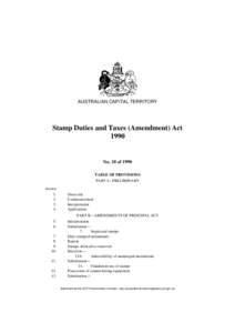 AUSTRALIAN CAPITAL TERRITORY  Stamp Duties and Taxes (Amendment) Act[removed]No. 18 of 1990