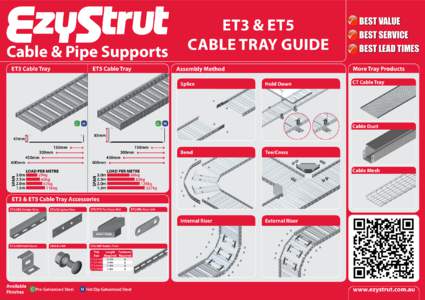 Cable & Pipe Supports ET3 Cable Tray ET5 Cable Tray  ET3 & ET5