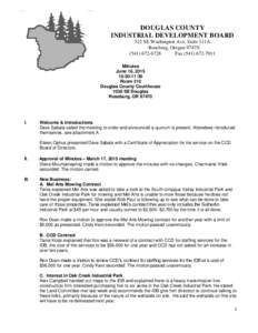 DOUGLAS COUNTY INDUSTRIAL DEVELOPMENT BOARD 522 SE Washington Ave. Suite 111A Roseburg, Oregon6728 Fax