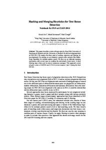 Hashing and Merging Heuristics for Text Reuse Detection Notebook for PAN at CLEF-2014 Faisal Alvi1 , Mark Stevenson2 , Paul Clough2 1