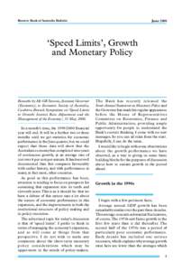 Reserve Bank of Australia Bulletin  June 2000 ‘Speed Limits’, Growth and Monetary Policy