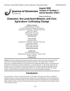 Extension, the Land-Grant Mission, and Civic Agriculture: Cultivating Change[removed]:22:46 August 2009 Volume 47 Number 4