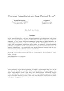 Customer Concentration and Loan Contract Terms* Murillo Campello Cornell University & NBER   Janet Gao