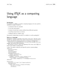 John Trapp  Using LATEX as a computing language Introduction
