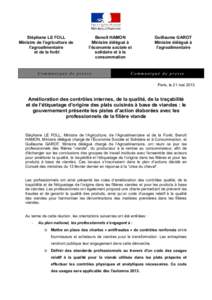 Stéphane LE FOLL Ministre de l’agriculture de l’agroalimentaire et de la forêt  Benoît HAMON