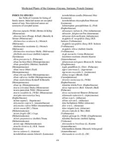 Medicinal Plants of the Guianas (Guyana, Surinam, French Guiana) Acrodiclidium canella (Meissner) Mez (Lauraceae) Acrodiclidium chrysophyllum Meissner (Lauraceae) Adenoropium gossypiifolium (L.) Pohl