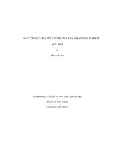 ANALYSIS OF FDA ACTION ON CHILEAN GRAPES IN MARCH 11TH, 1989 by David Arias