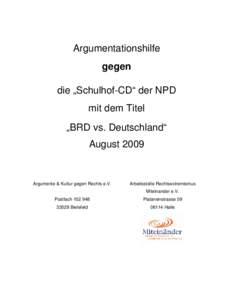 Argumentationshilfe gegen die „Schulhof-CD“ der NPD